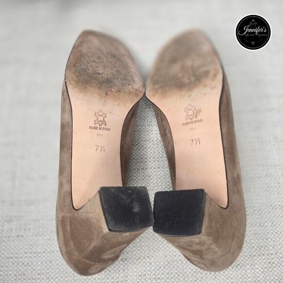 Evan-Picone Brown Suede and Snakeskin Square Toe Pump Size 7M - Picture 13 of 16